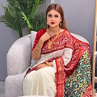 lakhnow jorjet pashmina patola silk sharee with pashmina patola silk blouse pc